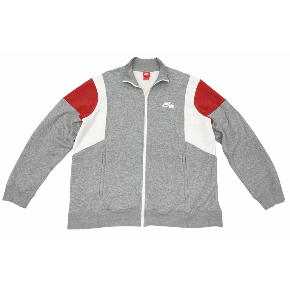 Nike Jacket Men's XXL Gray White Red Full Zip Air Workout Long Sleeve Coat